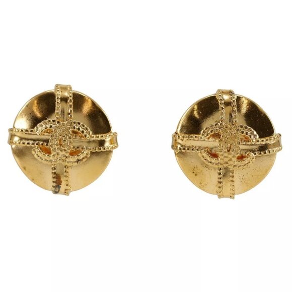 CHANEL COCO Mark Earring vintage Plated Gold 20.2g Women - Picture 1 of 11